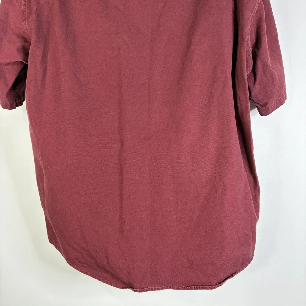 Cabelas Shirt Men's XL Reg Button Up Burgundy Red Short Sleeve  Brush Popper‎ - Picture 9 of 16